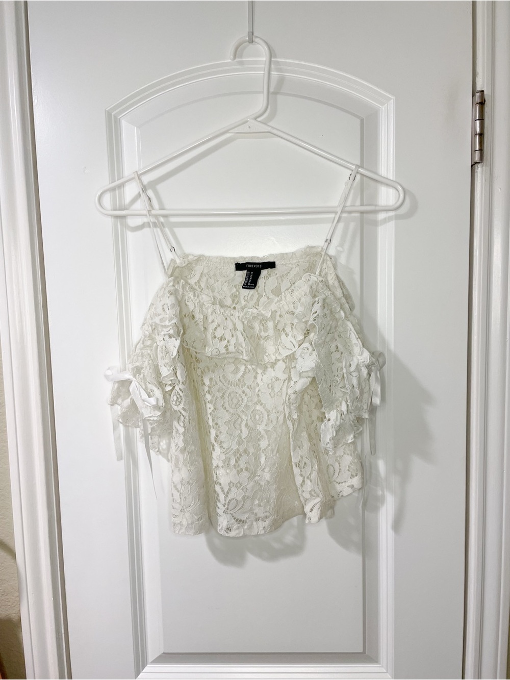 Forever 21 White Lace Cold Shoulder Blouse